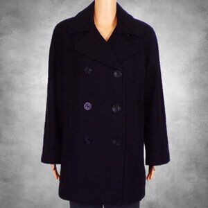 MDP (MARIO DE PINTO) black pea coat unknown medium size wool blend dry clean